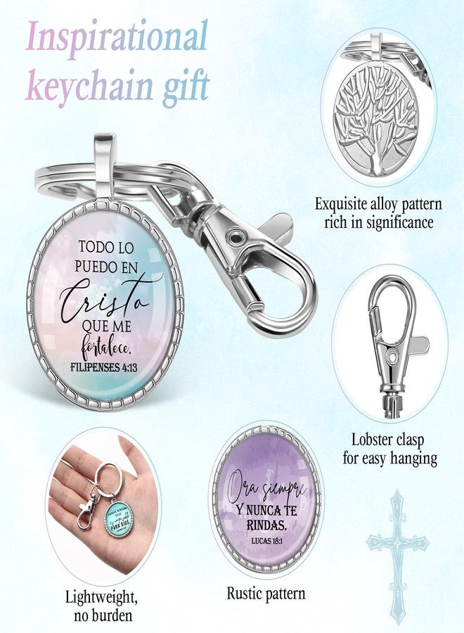 FineCheer 30 Pcs Christian Gift for Woman Spanish Bible Verse Keychain Scripture Quote Inspirational Gifts for Man(Sliver) - Image 3